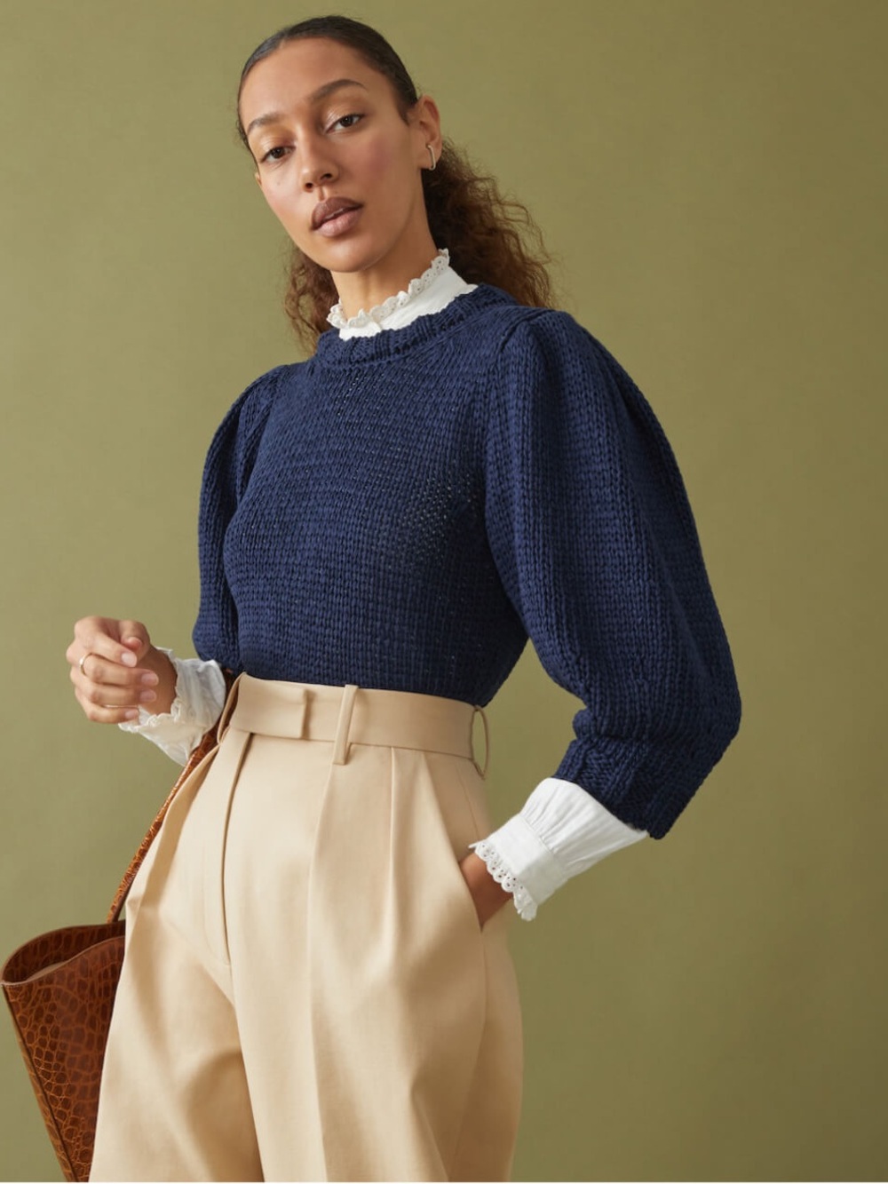 Goop G Label Amylee Chunky Puff Sleeve Sweater Small